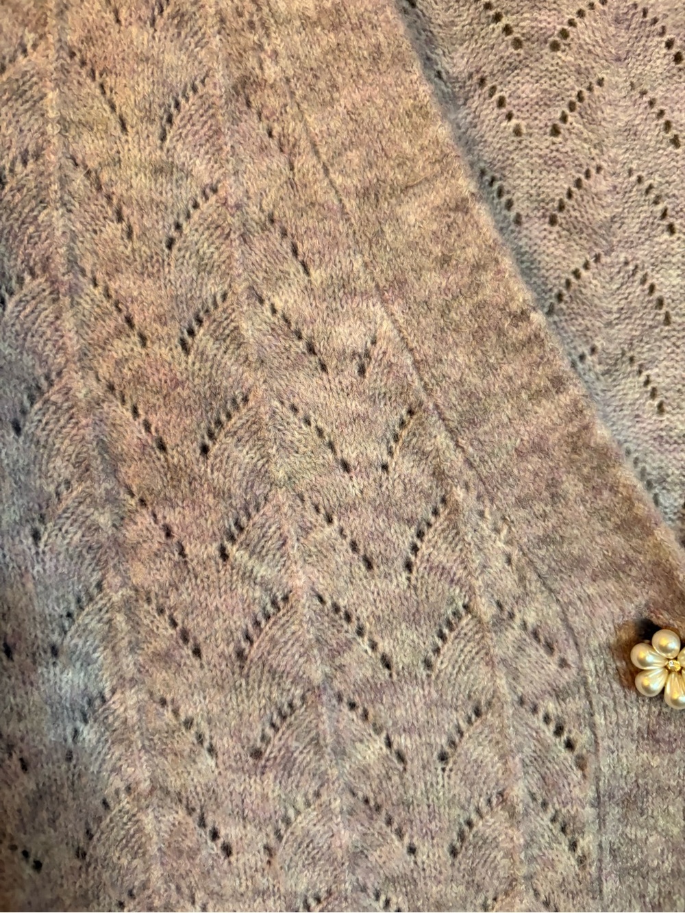Cleo Purple Gray Knit Cardigan Pearl Flower Buttons Medium - Picture 5 of 11